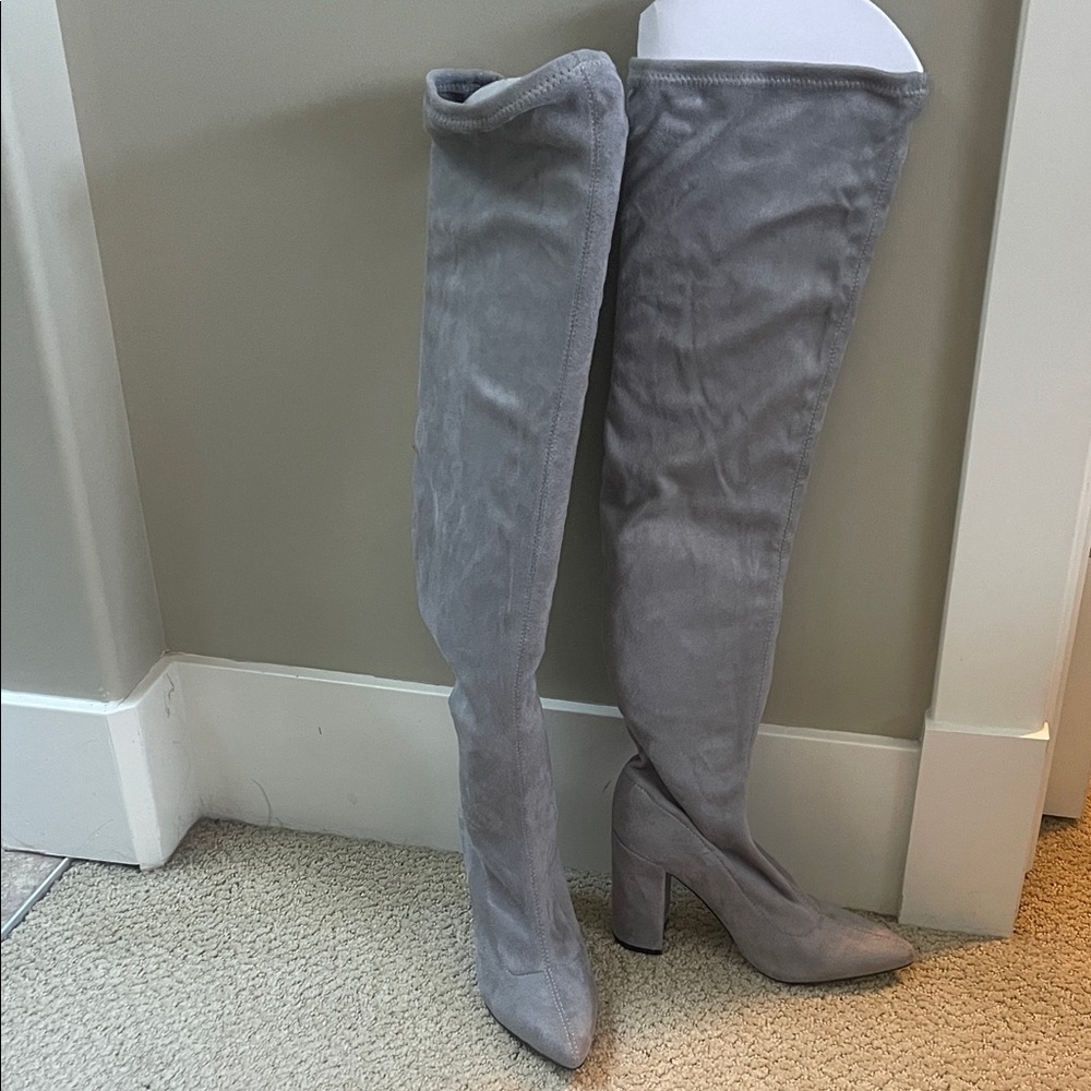 Missguided Light Gray Over-the-Knee Boots